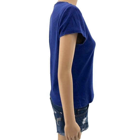 Delicates (L) Blue Who's Your Teddy? Embroidered Teddy Bear Tee Top Shirt V-Neck - Picture 5 of 8
